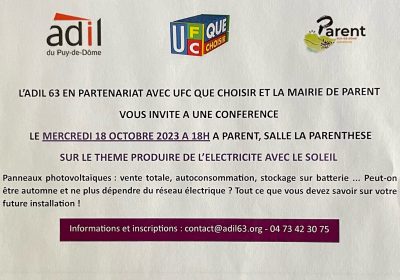 PHOTOVOLTAÏQUE : CONFÉRENCE DÉBAT A PARENT